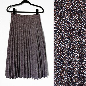 J.Crew Pleated Midi Skirt in Party Dot Navy Womens Size 0 Preppy Ditsy Print